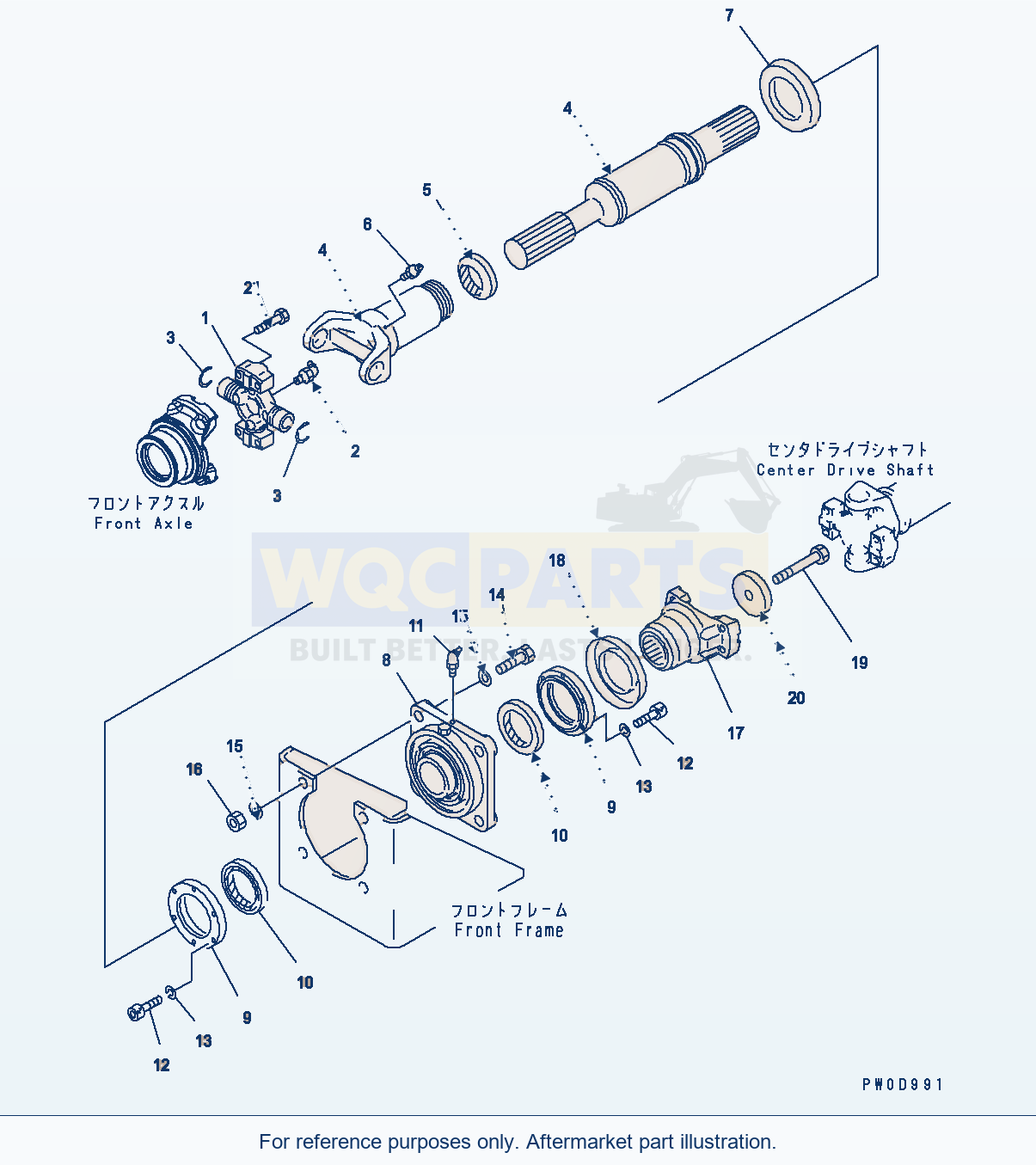 Komatsu WA380-5 Drive Shaft (Front) Serial H50051 - UP parts diagram