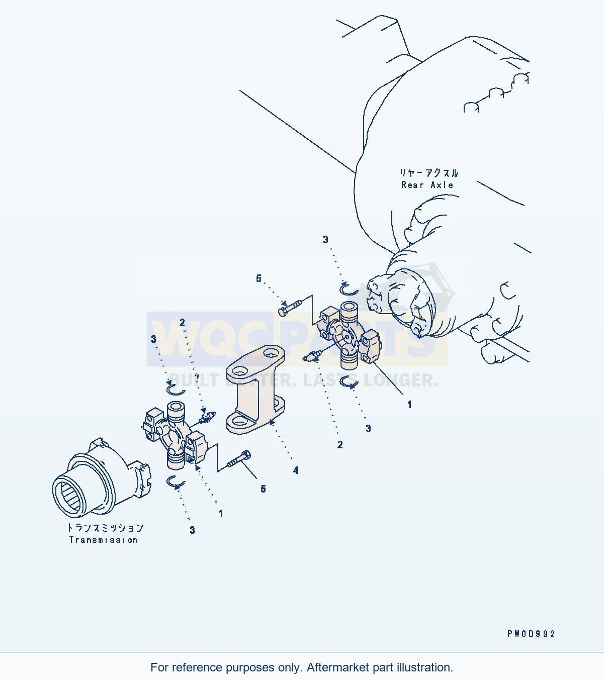 Komatsu WA380-5 Drive Shaft (Rear) Serial H50051 - UP parts diagram