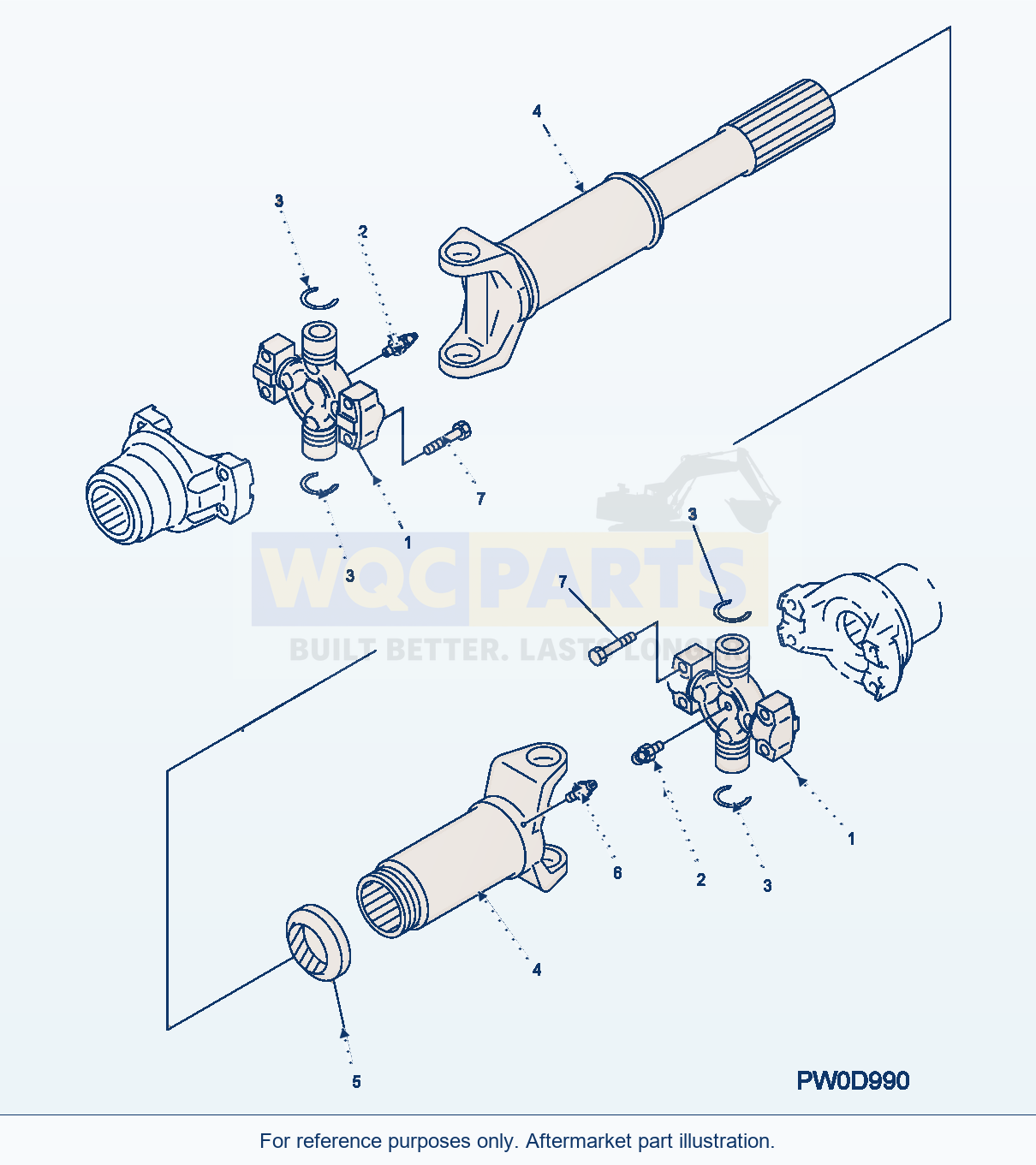Komatsu WA380-5 Drive Shaft Serial H50051 - UP parts diagram