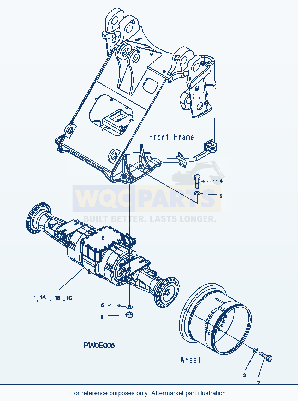 Komatsu WA380-5 Front Axle Mounting Serial H50051 - UP parts diagram