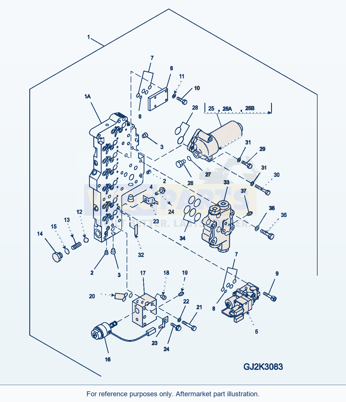 Komatsu WA380-5 Transmission Main Valve (Var.1) parts diagram