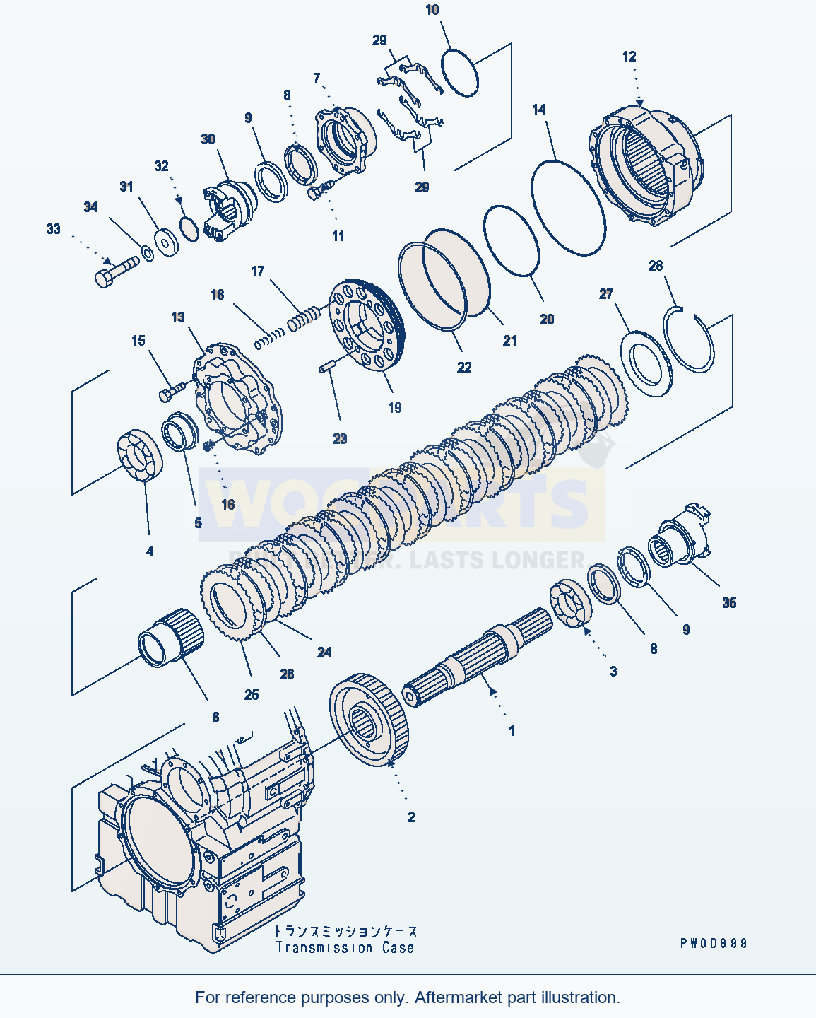 Komatsu WA380-5 Transmission (Output Shaft) Serial H50051 - UP parts diagram