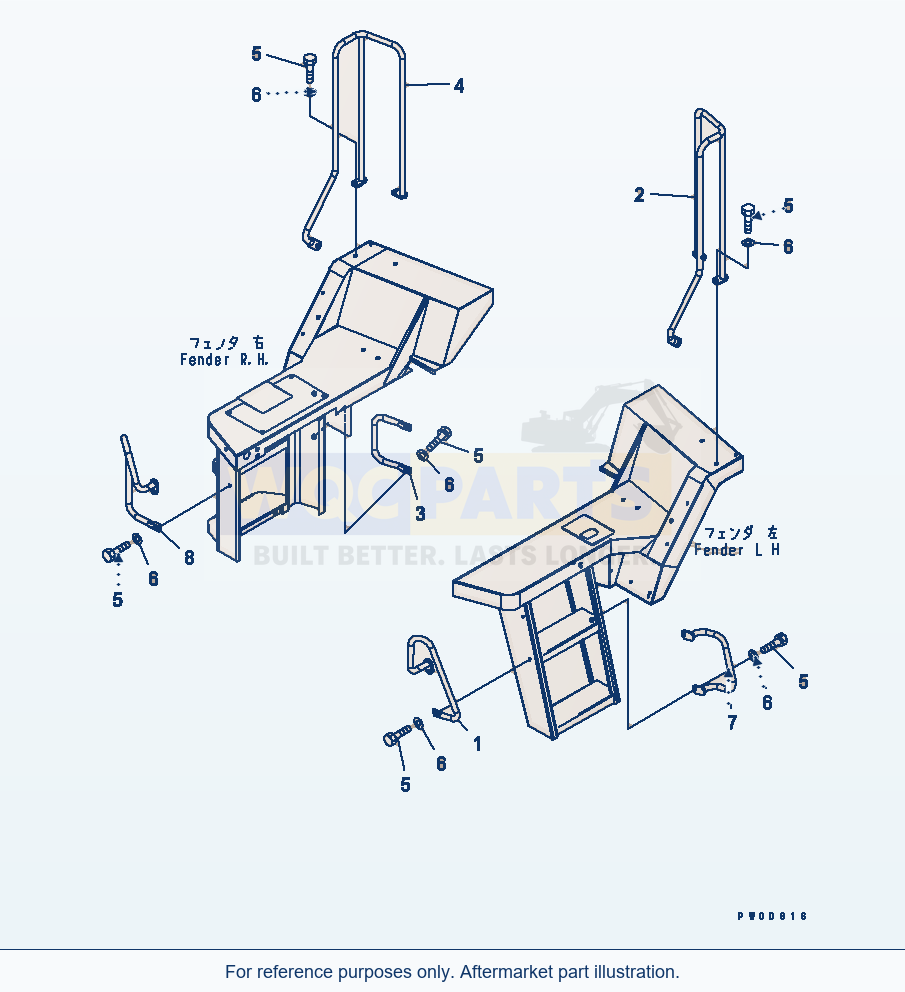 Komatsu WA380-5 Handrail parts diagram