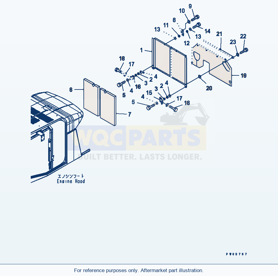 Komatsu WA380-5 Hood (Baffle) parts diagram