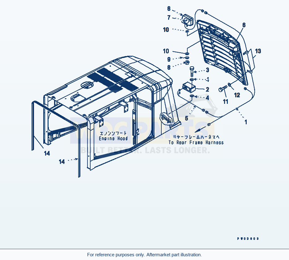 Komatsu WA380-5 Hood (Buck Aram And Lamp) parts diagram