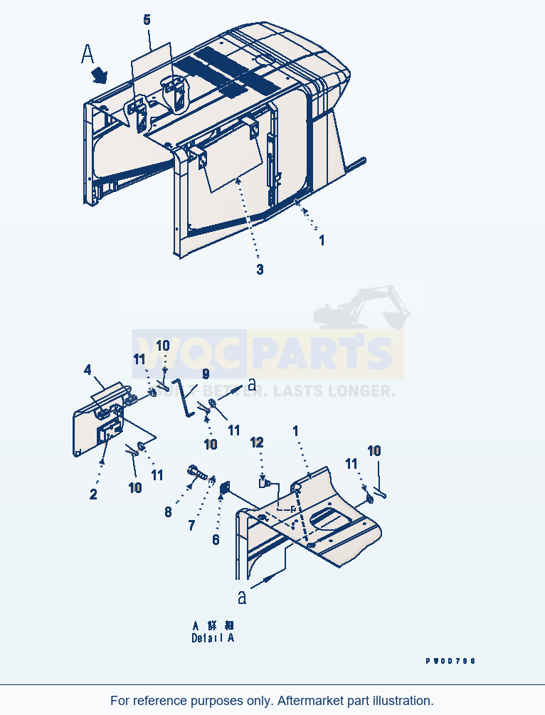 Komatsu WA380-5 Hood (Cover) Serial 60001-UP (OVERSEAS VERSION) parts diagram