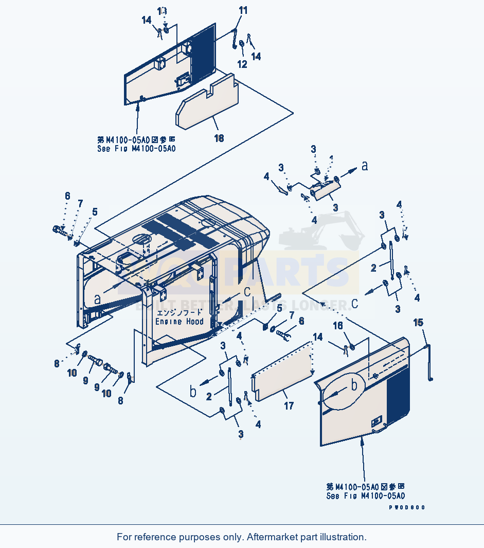 Komatsu WA380-5 Hood (Gas Spring) Serial 60001-UP parts diagram