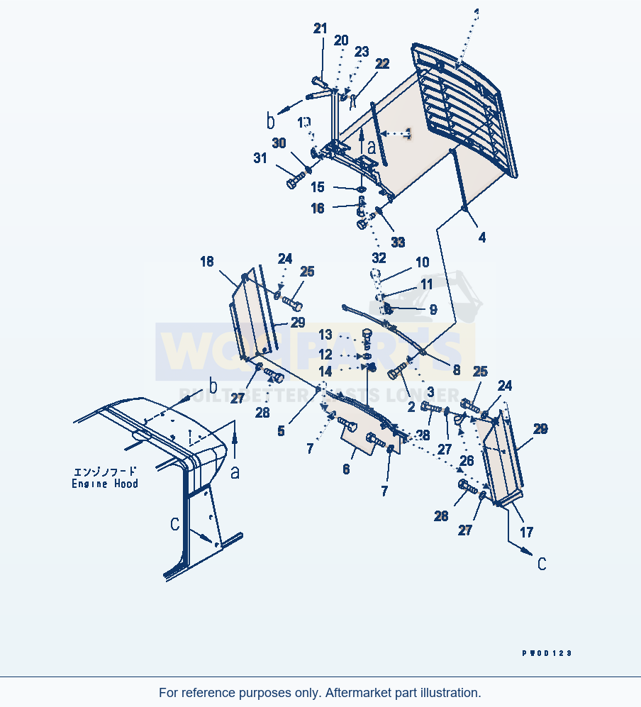 Komatsu WA380-5 Hood (Grill) Serial 60001-UP parts diagram