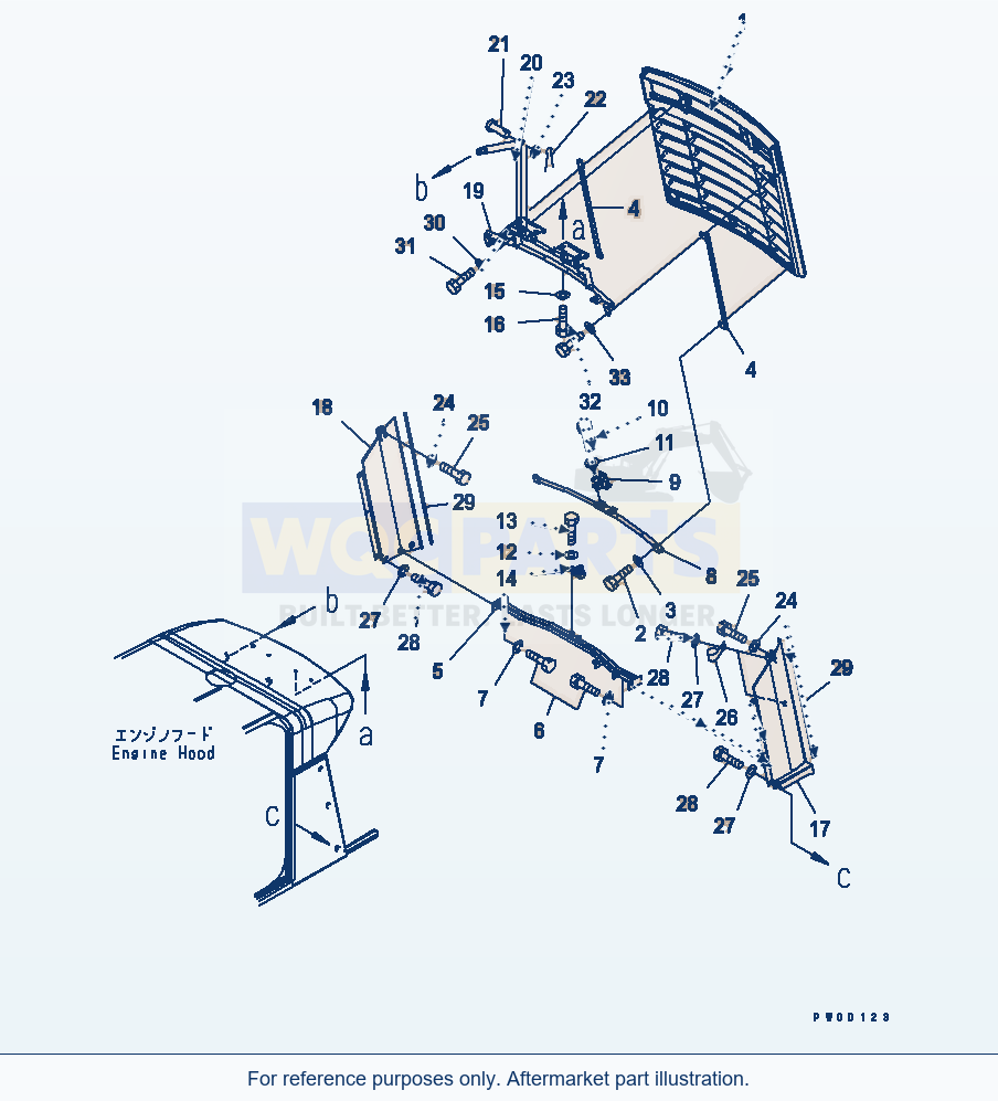 Komatsu WA380-5 Hood (Grille) parts diagram