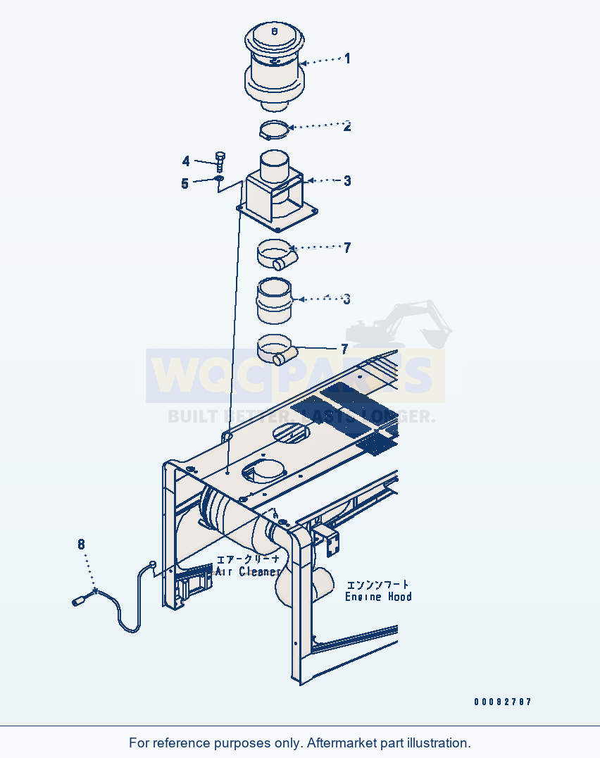 Komatsu WA380-5 Hood (Pre-Cleaner Turbo 2) parts diagram