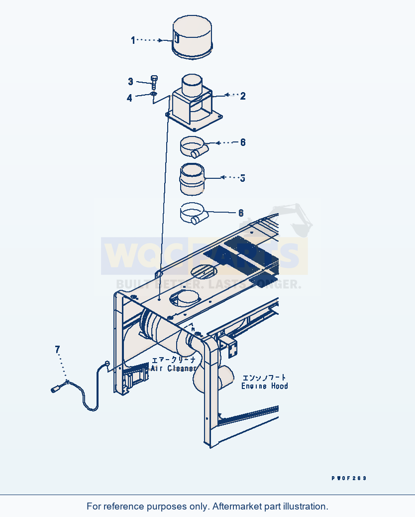 Komatsu WA380-5 Hood (Pre-Cleaner) parts diagram
