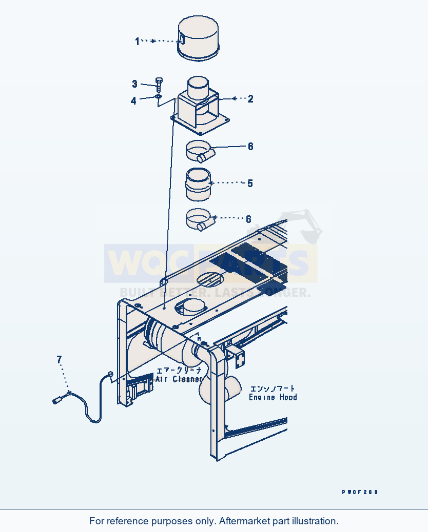 Komatsu WA380-5 Hood (Precleaner) Serial 60001-UP parts diagram