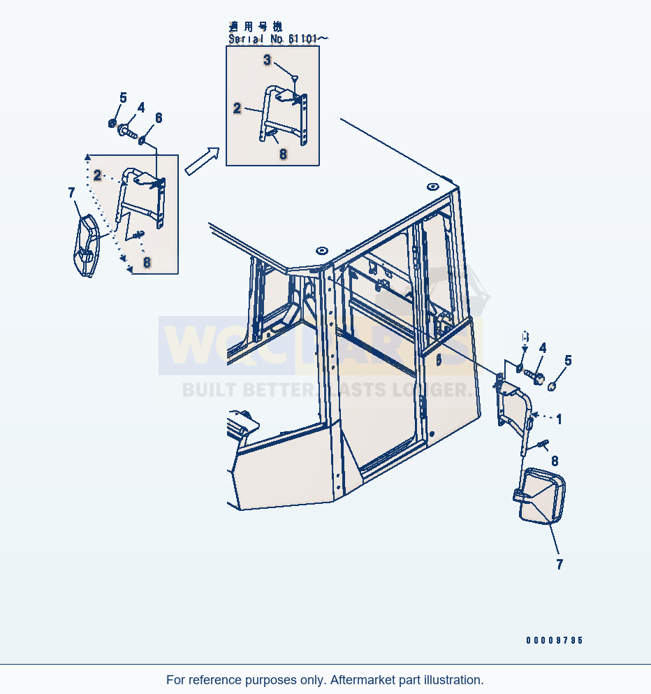 Komatsu WA380-5 Mirror (Canopy) parts diagram