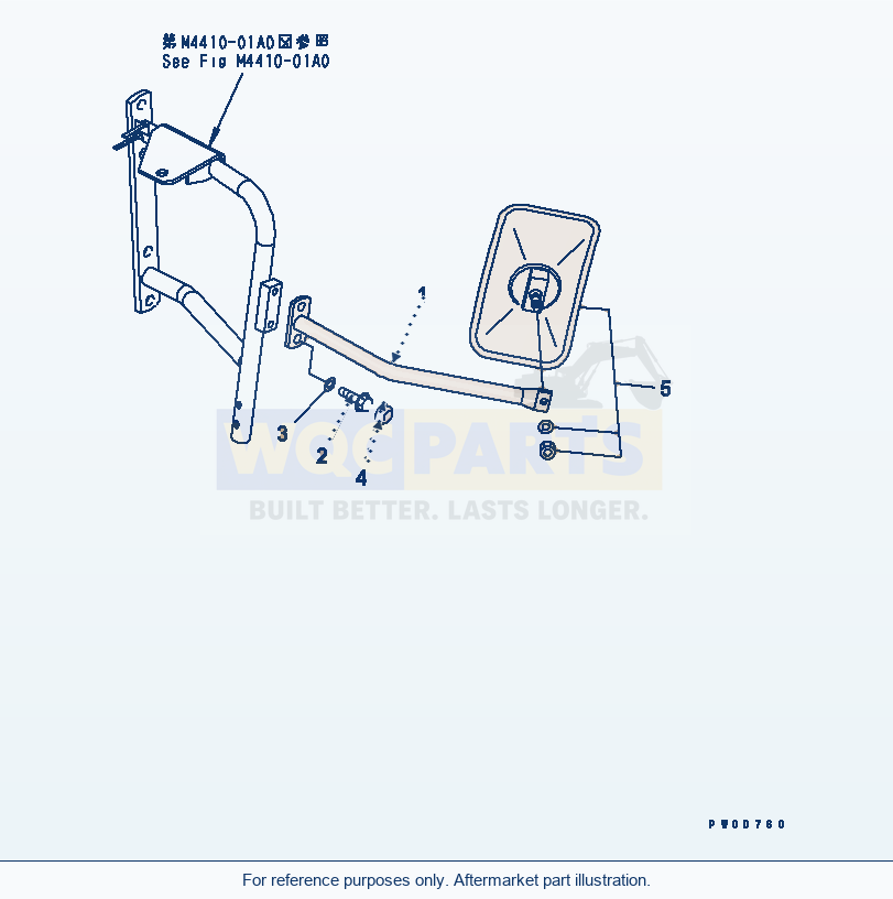 Komatsu WA380-5 Mirror (Front Side View Mirror) parts diagram