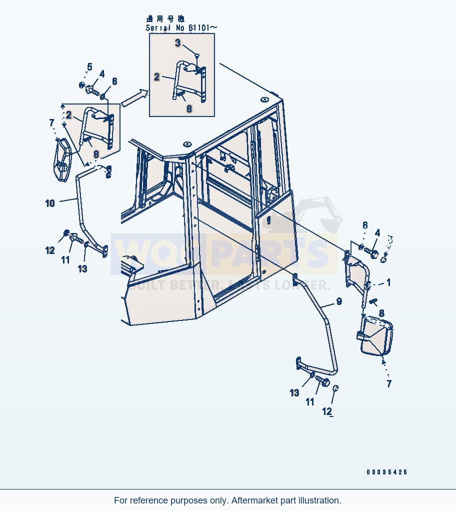 Komatsu WA380-5 Mirror Serial 60001-UP (OVERSEAS VERSION) parts diagram