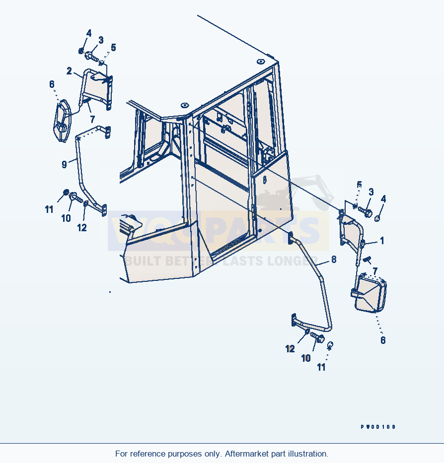 Komatsu WA380-5 Mirror Serial 60001-UP parts diagram