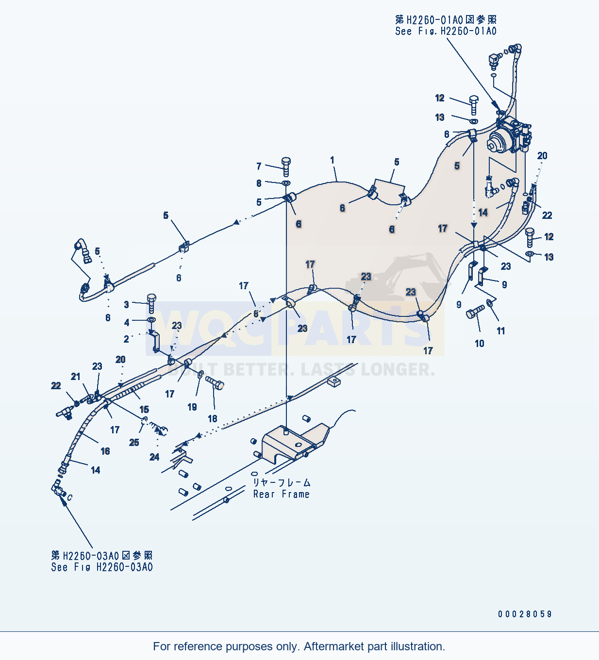 Komatsu WA380-5 Fan Drive Piping Serial H50051 - UP parts diagram