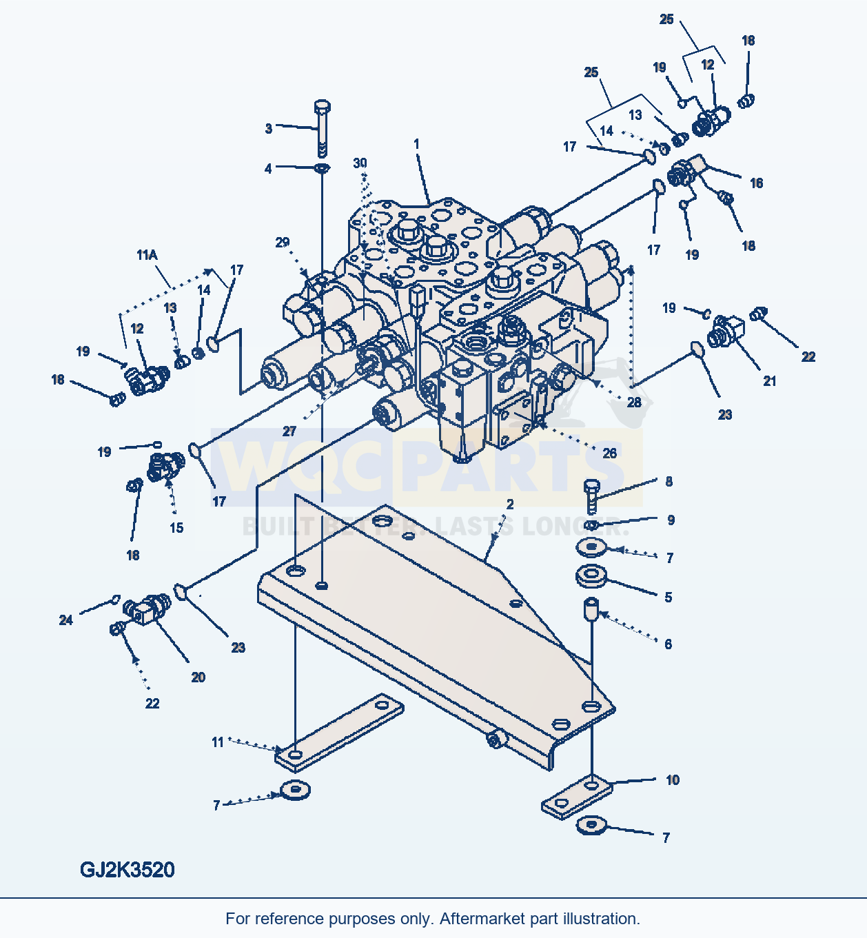 Komatsu WA380-5 Main Valve (With E.P.C. 3-Spool Valve) parts diagram