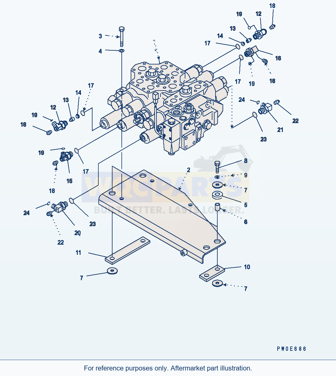 Komatsu WA380-5 Main Valve (With P.P.C. 3-Spool Valve) parts diagram