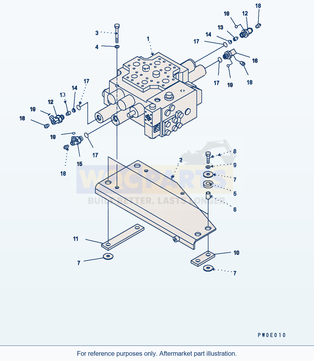 Komatsu WA380-5 Main Valve (With P.P.C Valve) parts diagram