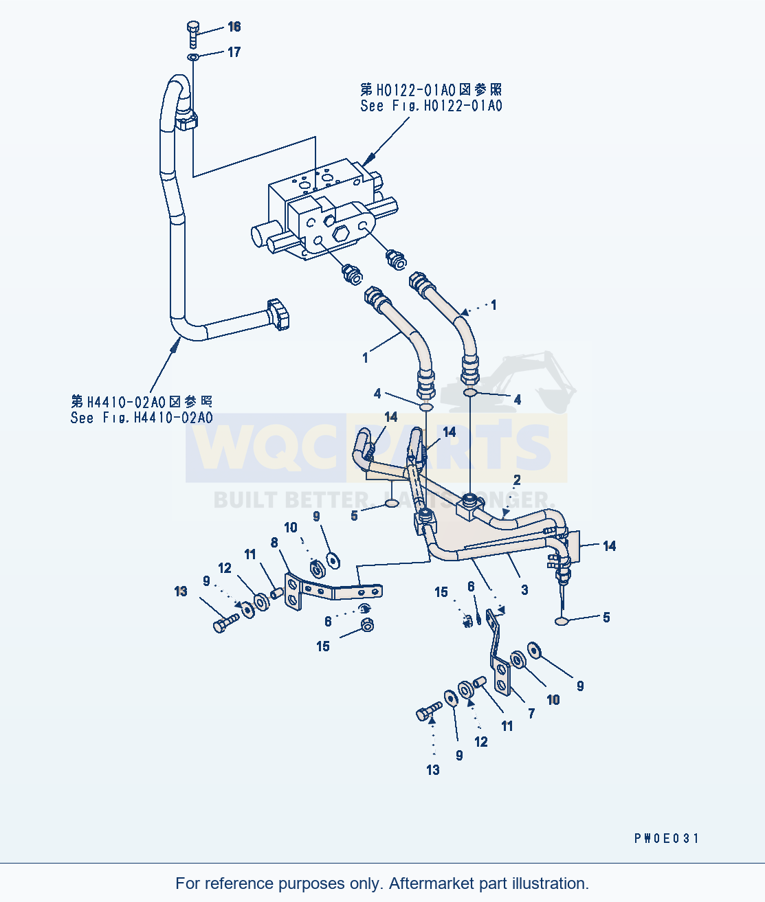 Komatsu WA380-5 Steering Line Serial H50051 - UP parts diagram