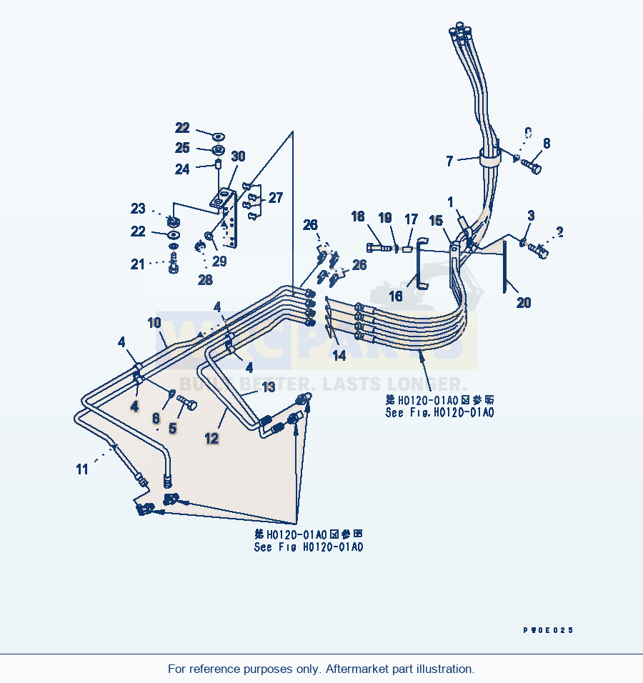 Komatsu WA380-5 Hydraulic Piping (P.P.C Piping) parts diagram