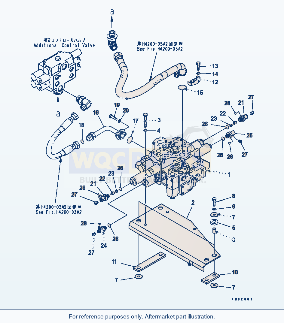Komatsu WA380-5 Main Valve (For Additonal 2-Spool Valve) parts diagram