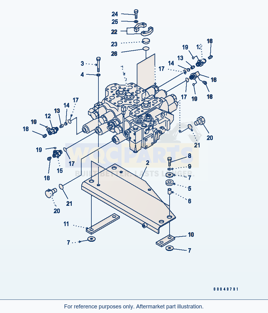 Komatsu WA380-5 Main Valve (Only 3-Spool Valve) parts diagram