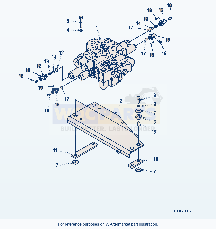 Komatsu WA380-5 Main Valve (With E.P.C. Control Valve) parts diagram