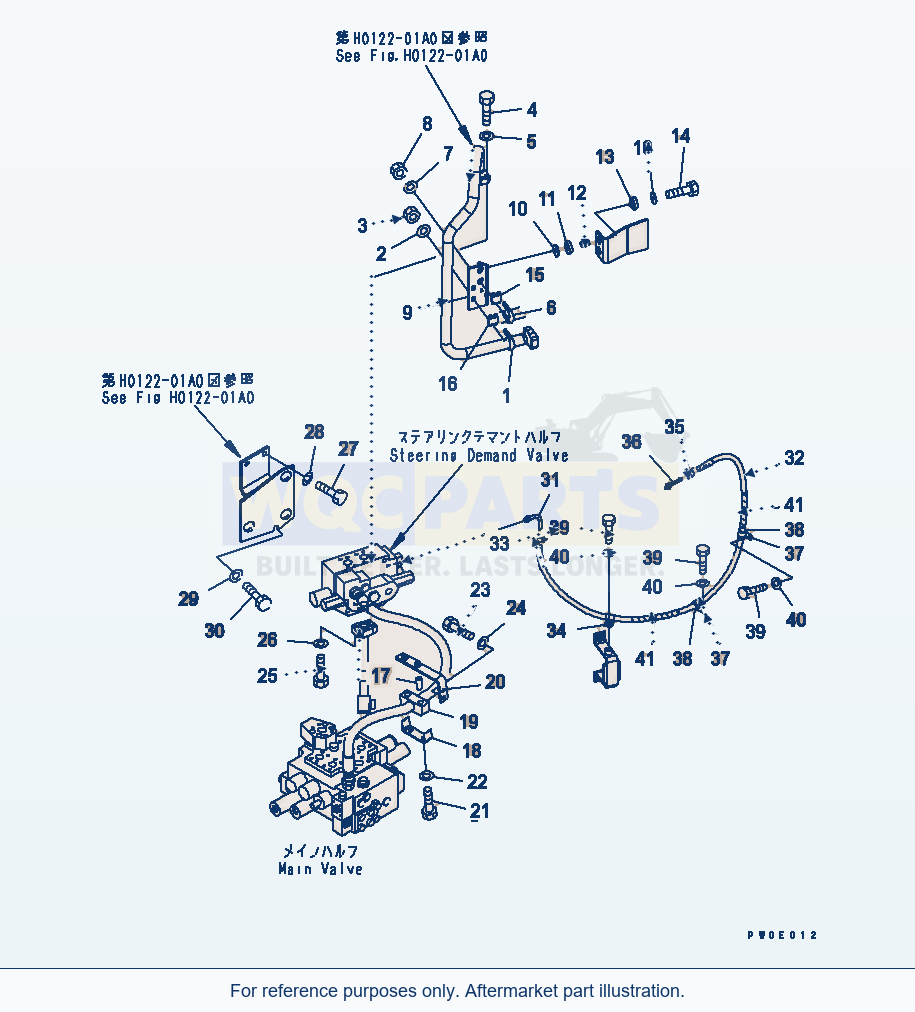 Komatsu WA380-5 Steering Deamand Valve Piping Mouniting parts diagram