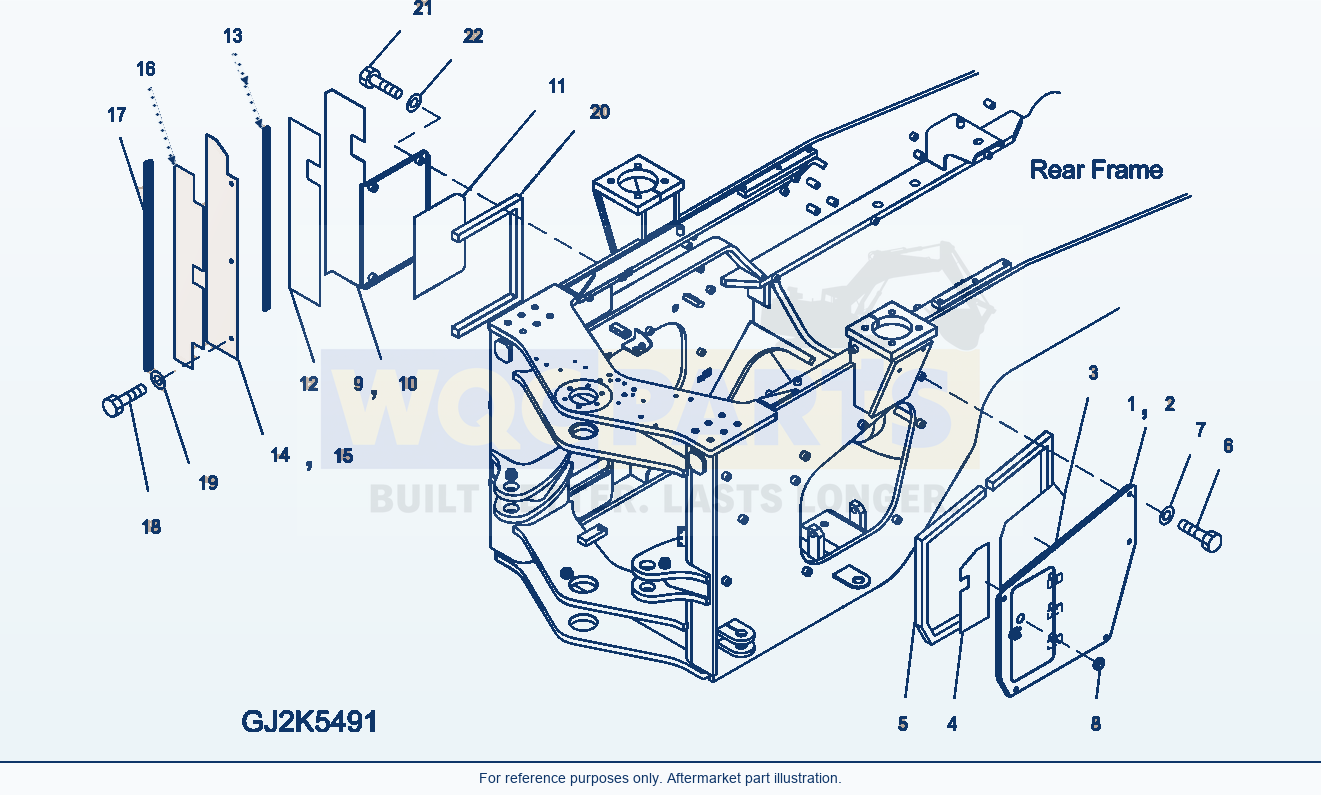 Komatsu WA380-5 Bar Lock And Cover (Side Cover Var. 2) parts diagram