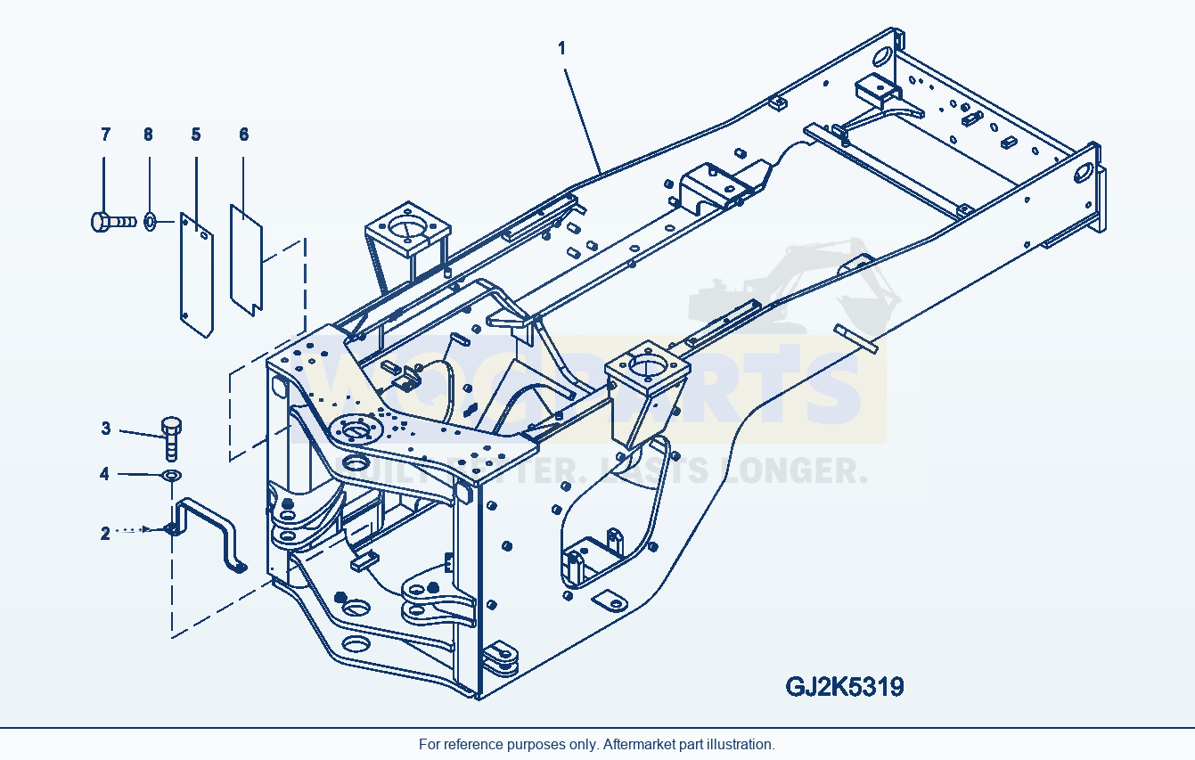 Komatsu WA380-5 Rear Frame Serial H50051 - UP parts diagram