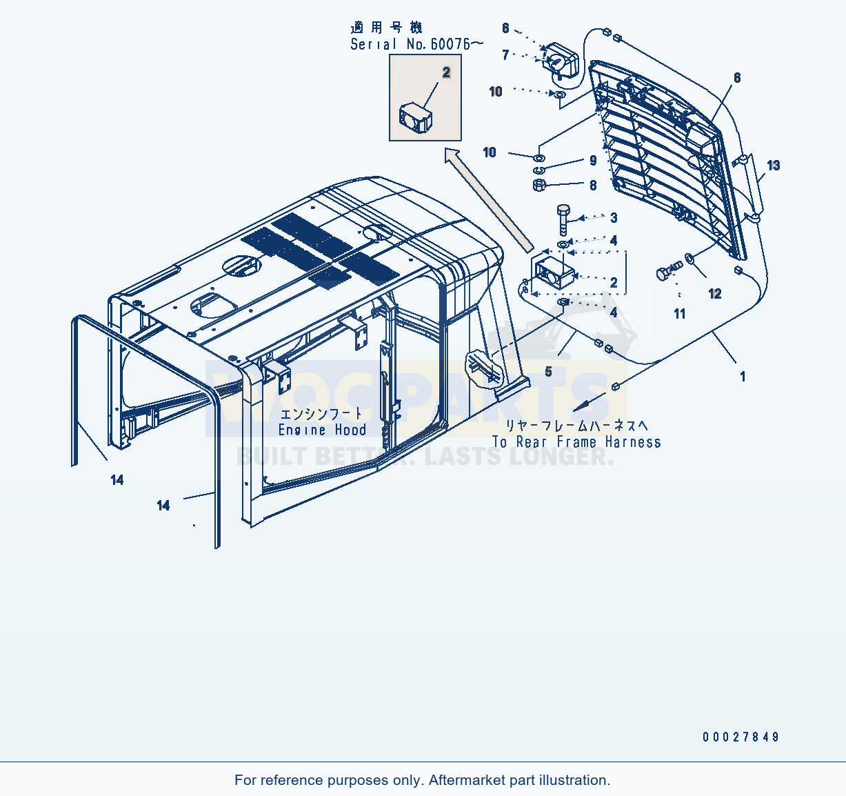 Komatsu WA380-5 Hood (Back Alarm And Lamp) Serial H50051 - UP parts diagram