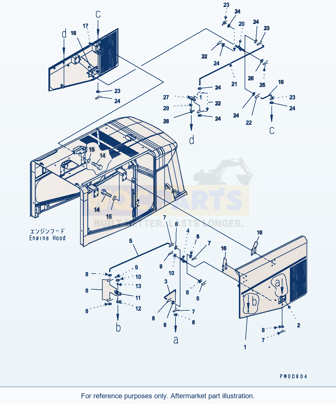 Komatsu WA380-5 Hood (Door And Spring) Serial H50051 - UP parts diagram