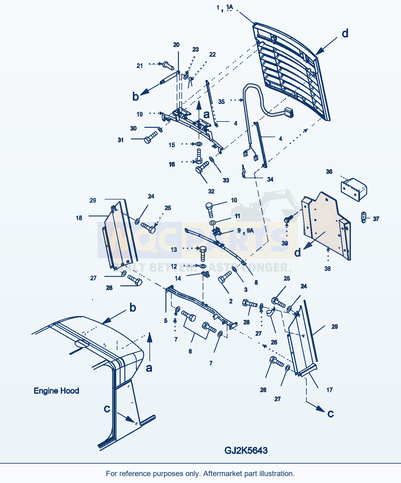 Komatsu WA380-5 Hood (Grill) Serial H50051 - UP parts diagram