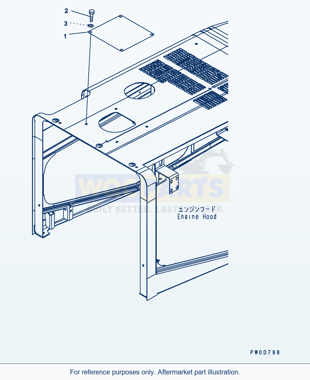 Komatsu WA380-5 Hood (Plate) Serial H50051 - UP parts diagram