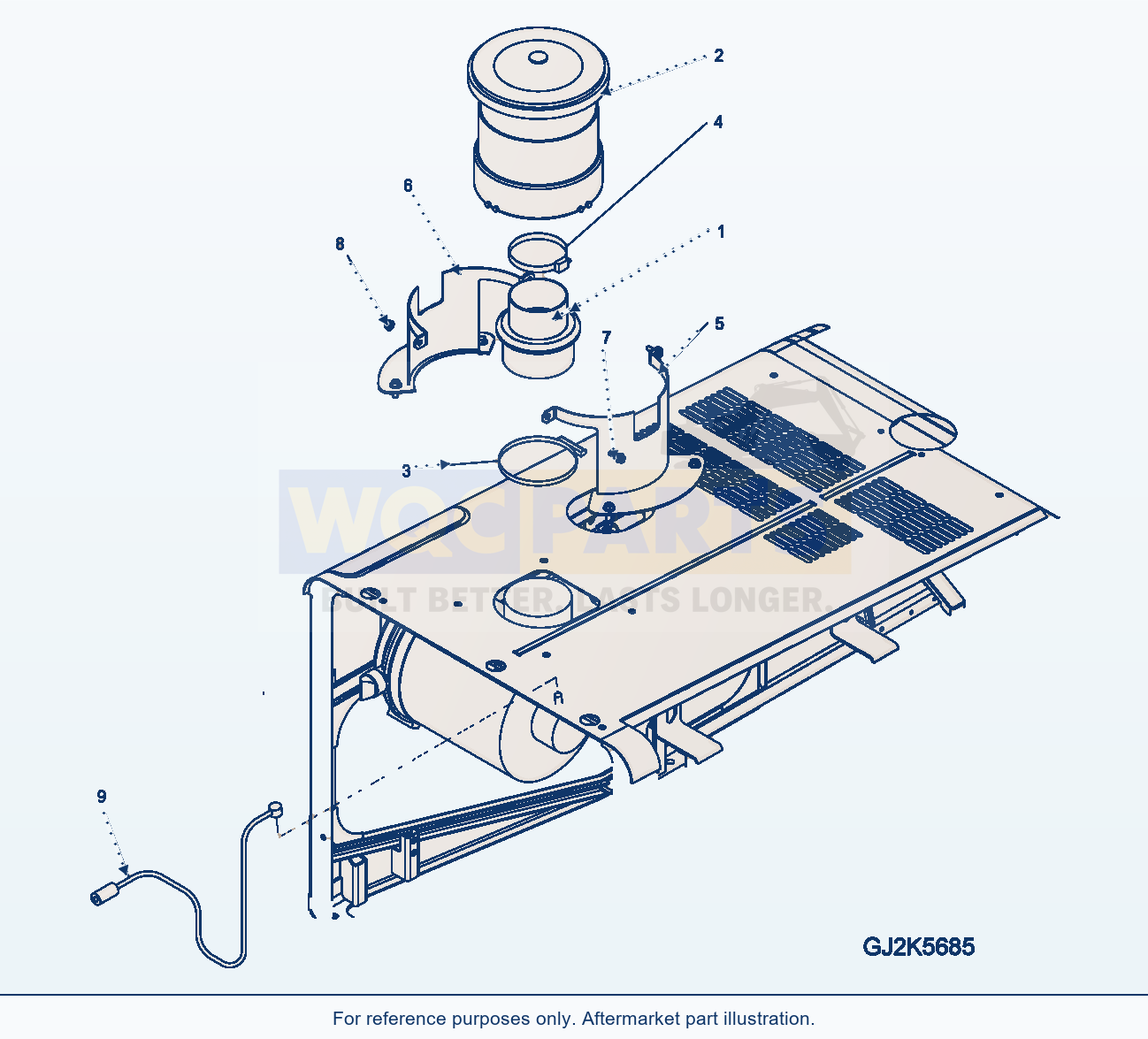 Komatsu WA380-5 Hood (Precleaner) Serial H50051 - UP parts diagram