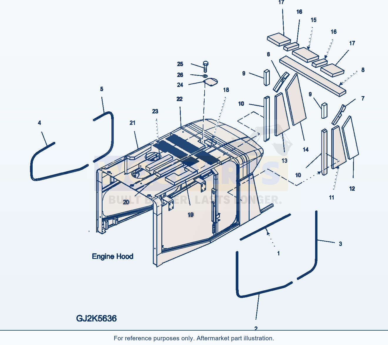 Komatsu WA380-5 Hood (Seal And Sheet) (Var.2) parts diagram