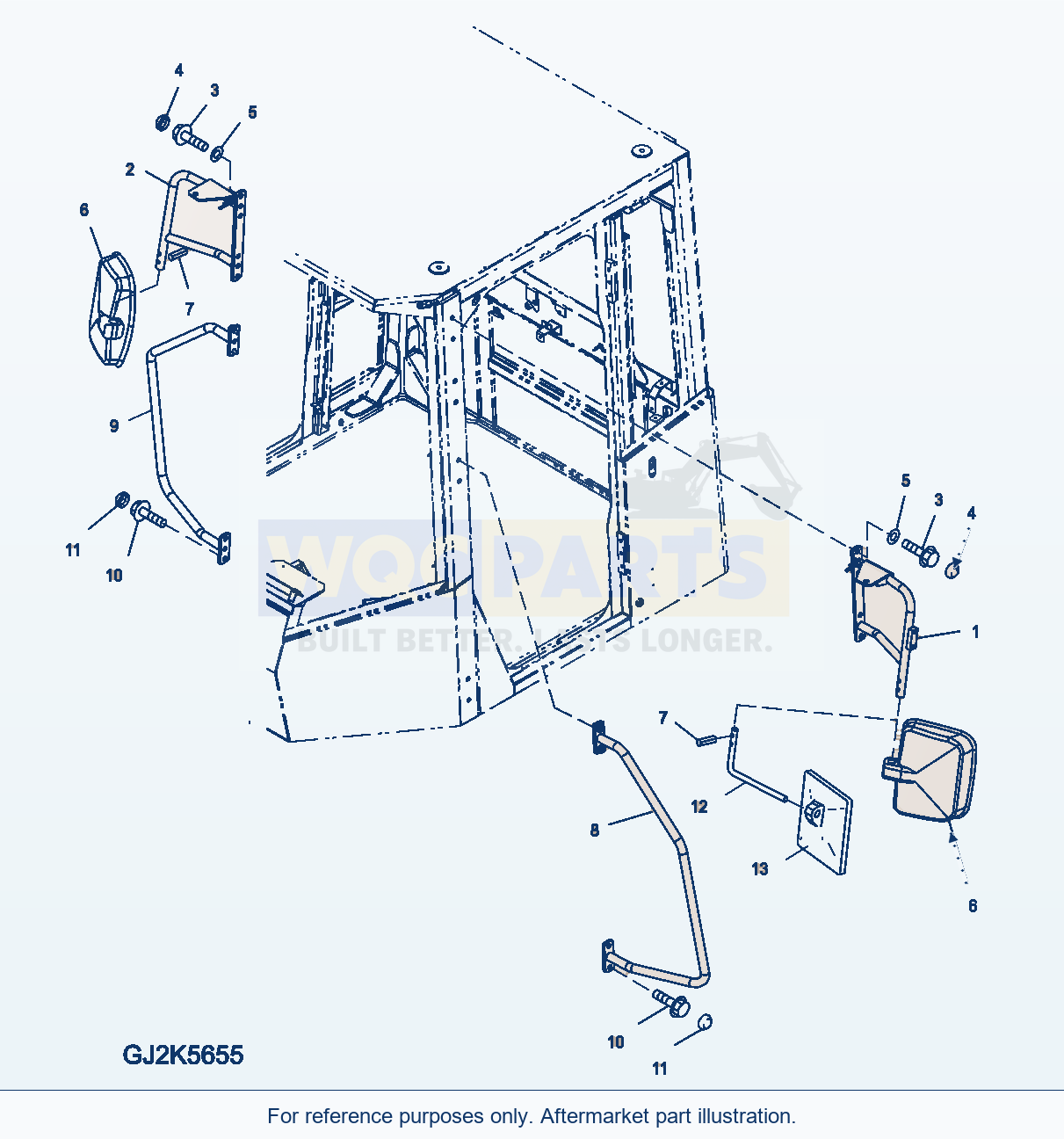 Komatsu WA380-5 Mirror Serial H50051 - UP parts diagram