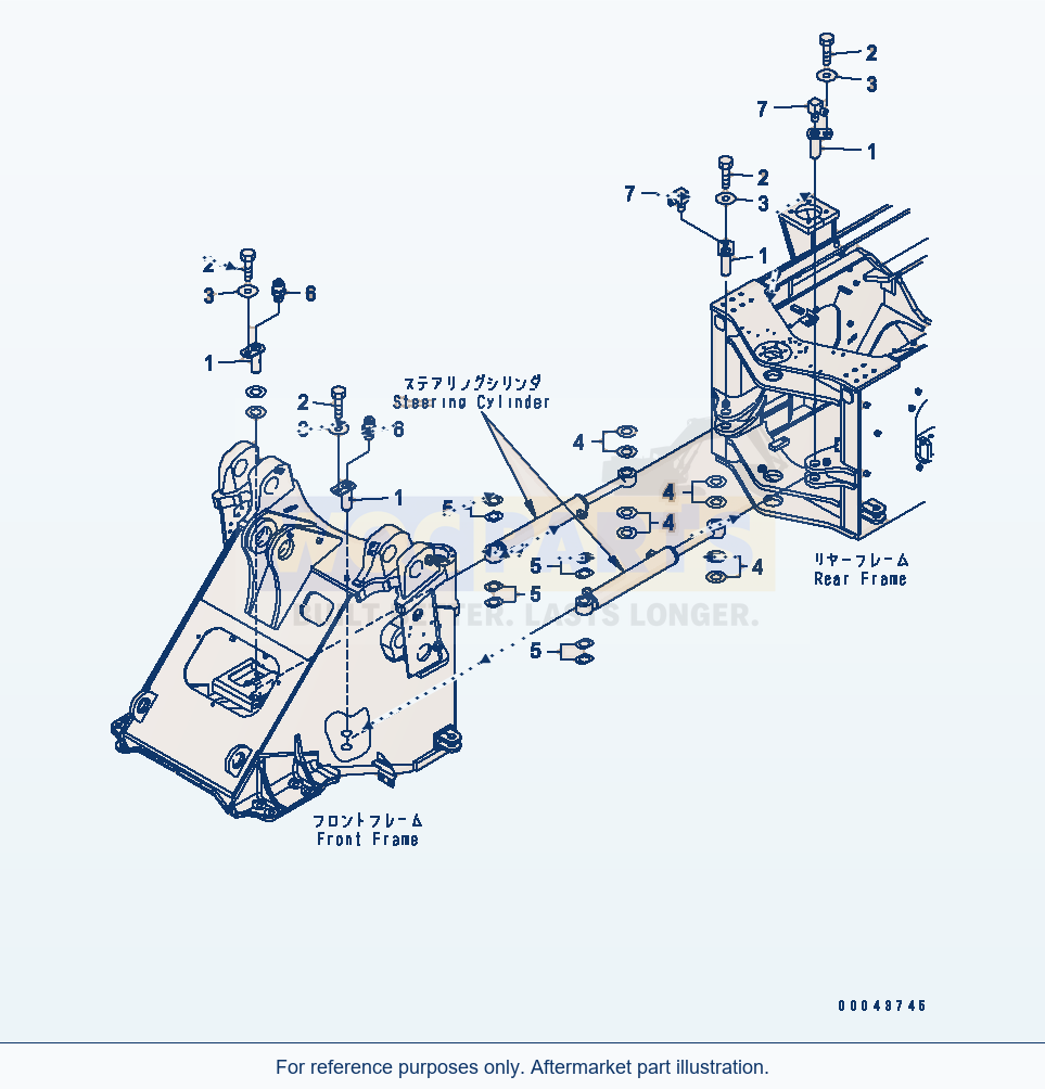 Komatsu WA380-5 Steering Cylinder (Pin) (For Auto Grease) parts diagram