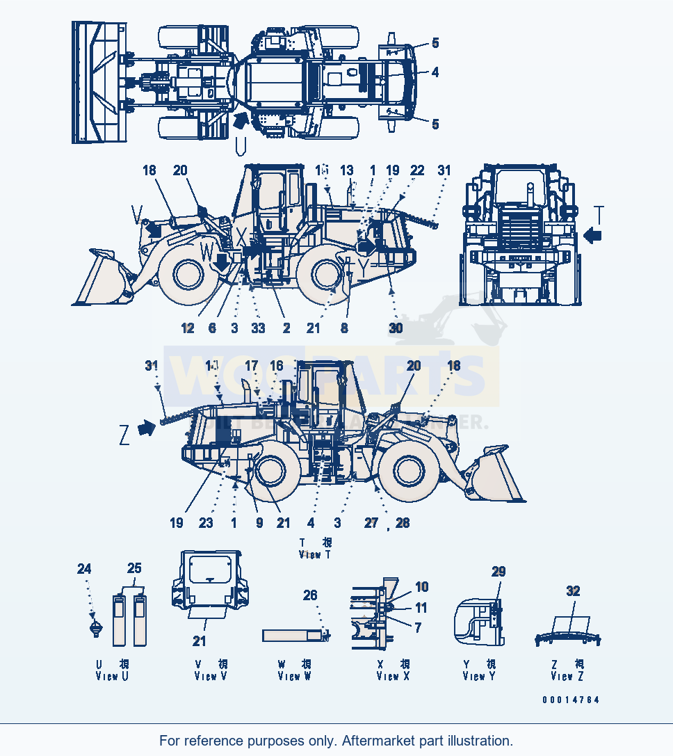 Komatsu WA380-5 Marks And Plates (English) (For Auto Grease) parts diagram