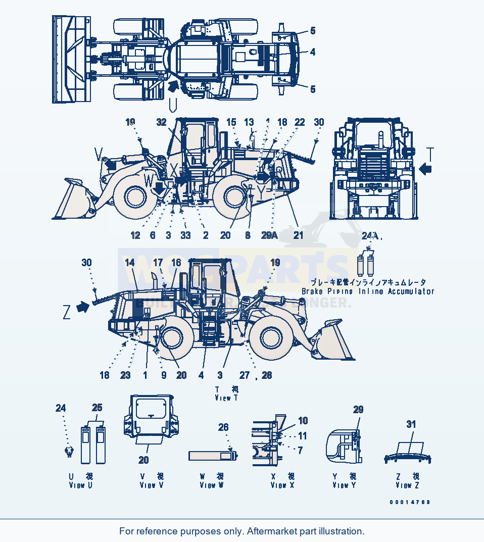 Komatsu WA380-5 Marks And Plates (For Auto Grease) parts diagram