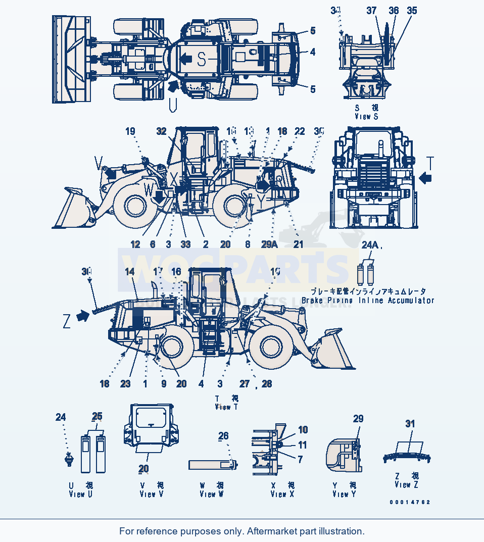 Komatsu WA380-5 Marks And Plates (For Remote Grease) parts diagram
