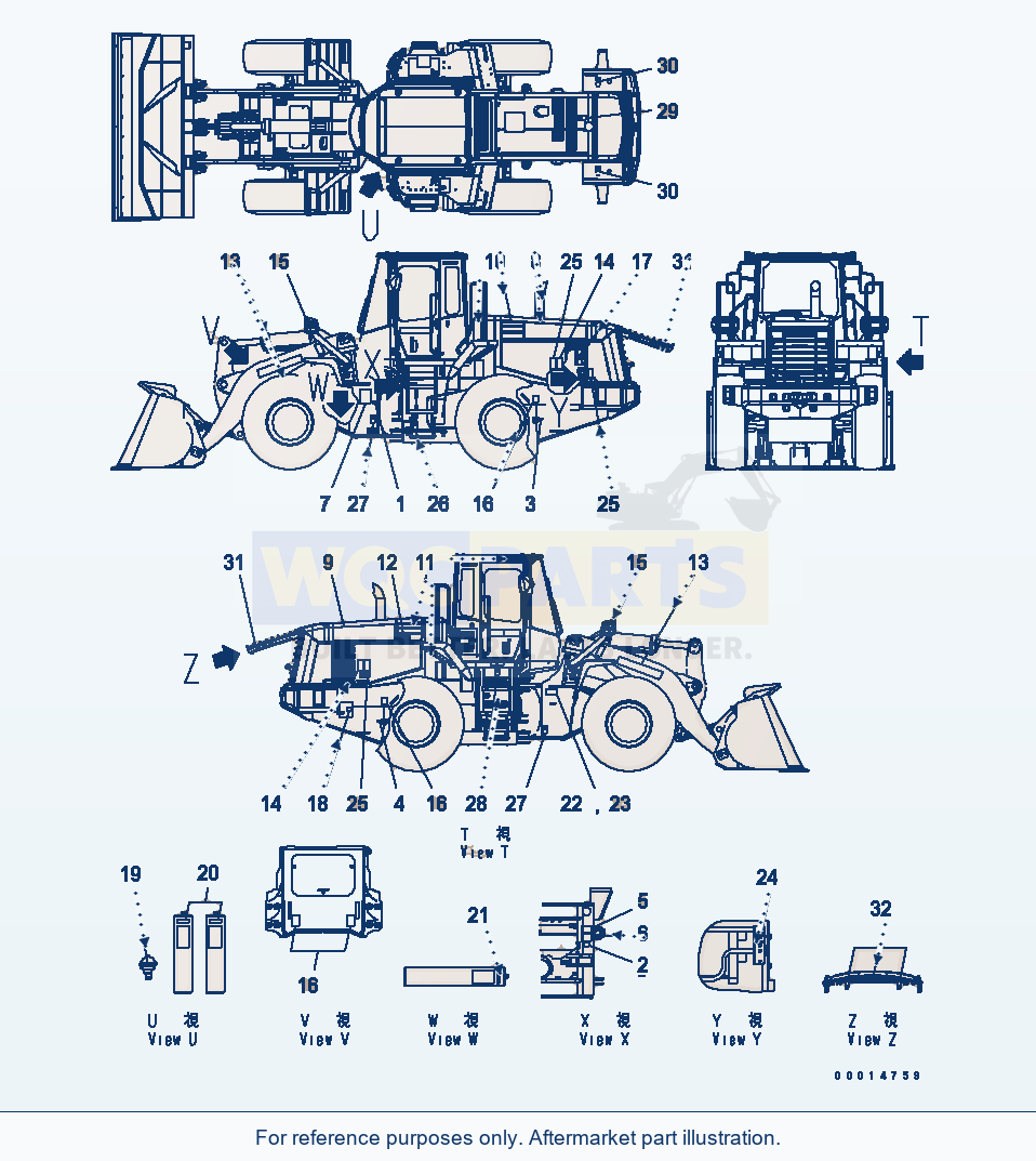 Komatsu WA380-5 Marks And Plates (Spanish Characters) parts diagram