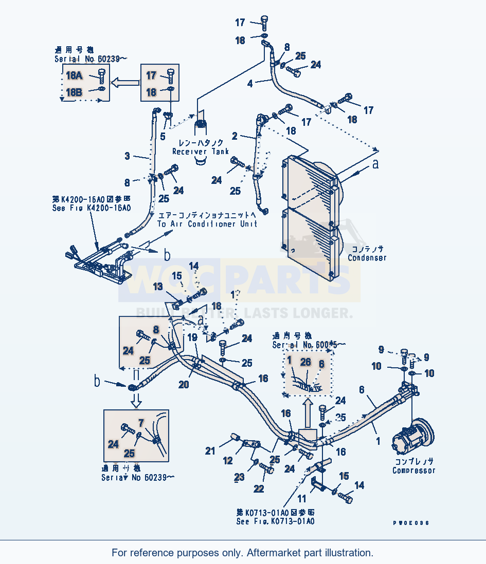 Komatsu WA380-5 Air Conditioner (Piping) Serial 60001-UP parts diagram
