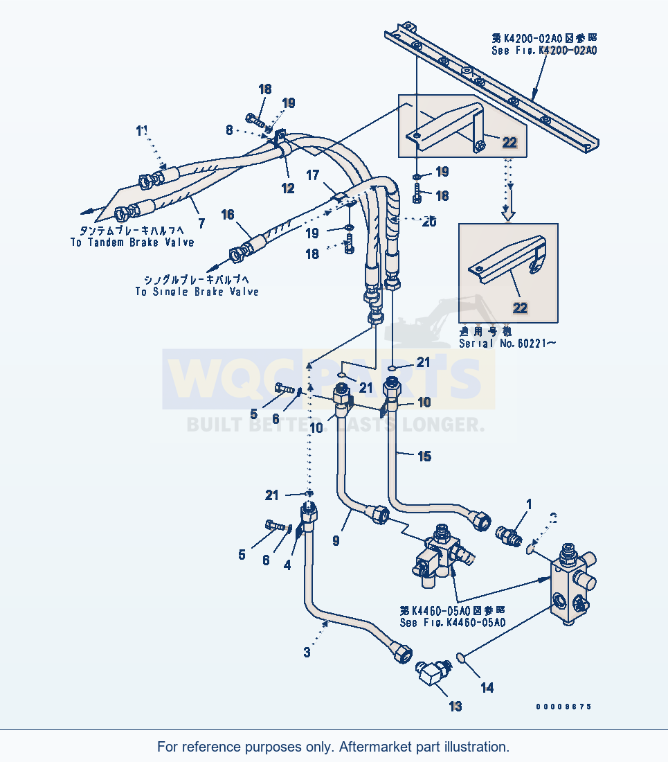 Komatsu WA380-5 Brake Control (Accumulator Brake Piping) parts diagram