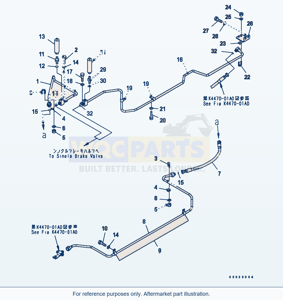 Komatsu WA380-5 Brake Piping (Front And Rear Axle Pipng) parts diagram