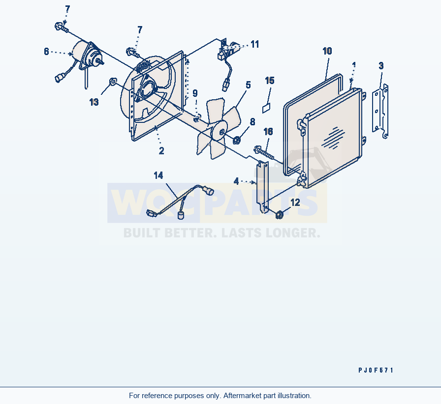 Komatsu WA380-5 Condencer Ass'Y (Inner Parts) parts diagram