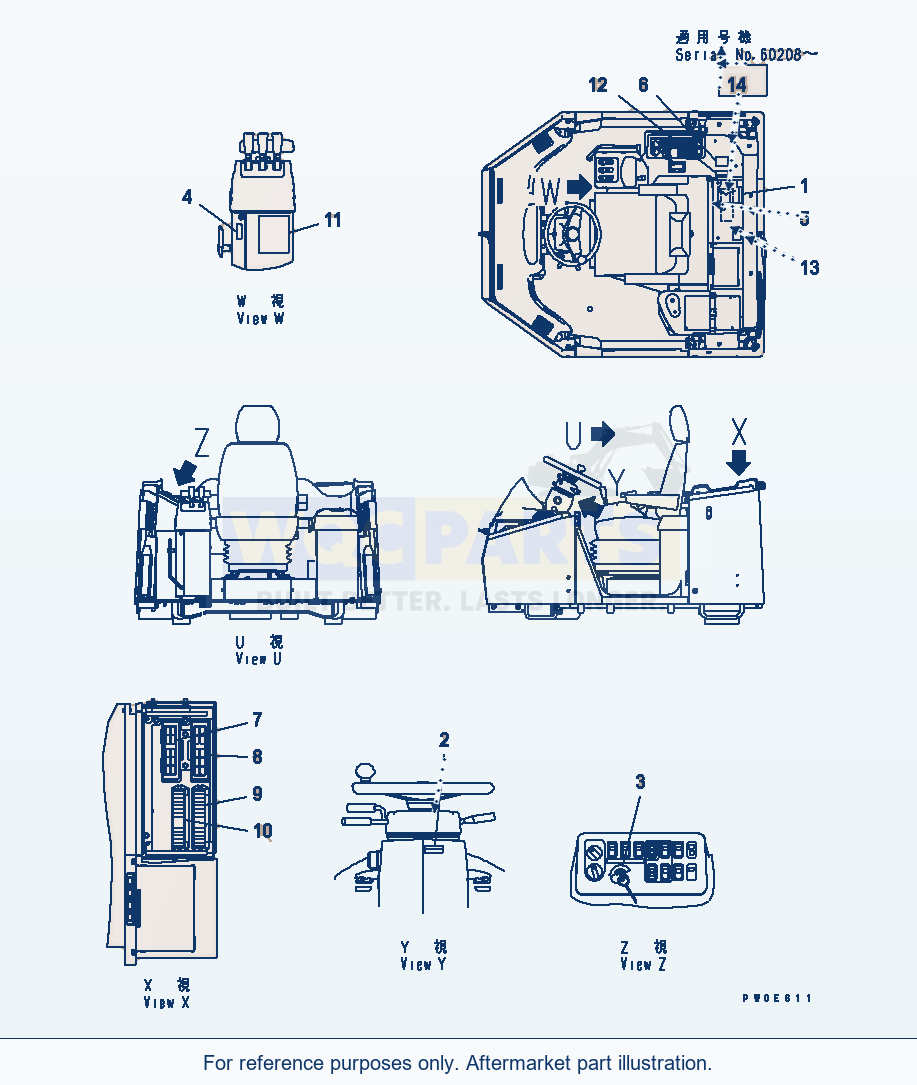 Komatsu WA380-5 Floor Decal (For 3-Spool, For Pitch Angle Plow) parts diagram
