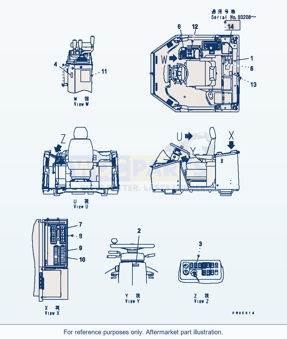 Komatsu WA380-5 Floor Decal (For Mono + 2 Lever, Multi Blade) parts diagram